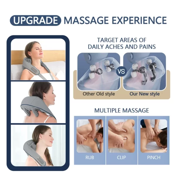 Electric Neck And Back Massager Wireless Neck And Shoulder Kneading Massage Pillow Cervical Back Muscle Relaxing Massage Shawl - Image 3