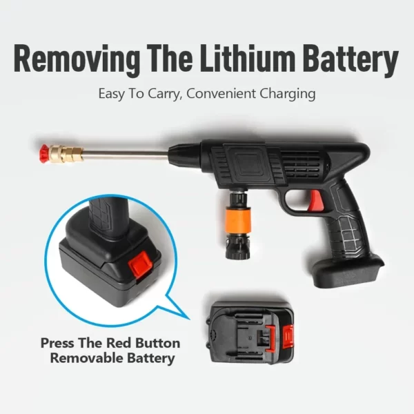 High Pressure Water Gun Electric Car Household Rechargeable Lithium Battery Wireless Spray Washer Cleaner Washing Machine - Image 2
