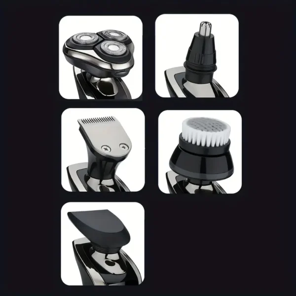 Rechargeable Full Body Washable Electric Shaver, For Men, With Nose And Sideburn Trimmers Plus Facial Cleansing Brush And Barber Heads - For A Smooth, Clean Shave. Rechargeable Full Body Washable Shaver, 3-Blade Head Shaver, Waterproof Shaver - Image 2