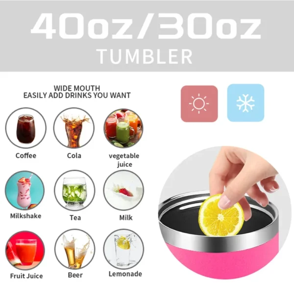 30oz/40OZ Stainless Steel Tumbler Large Capacity Thermal Bottle Double Vacuum Flasks Keep Cold Thermos Cup DIY Gift Mug - Image 3