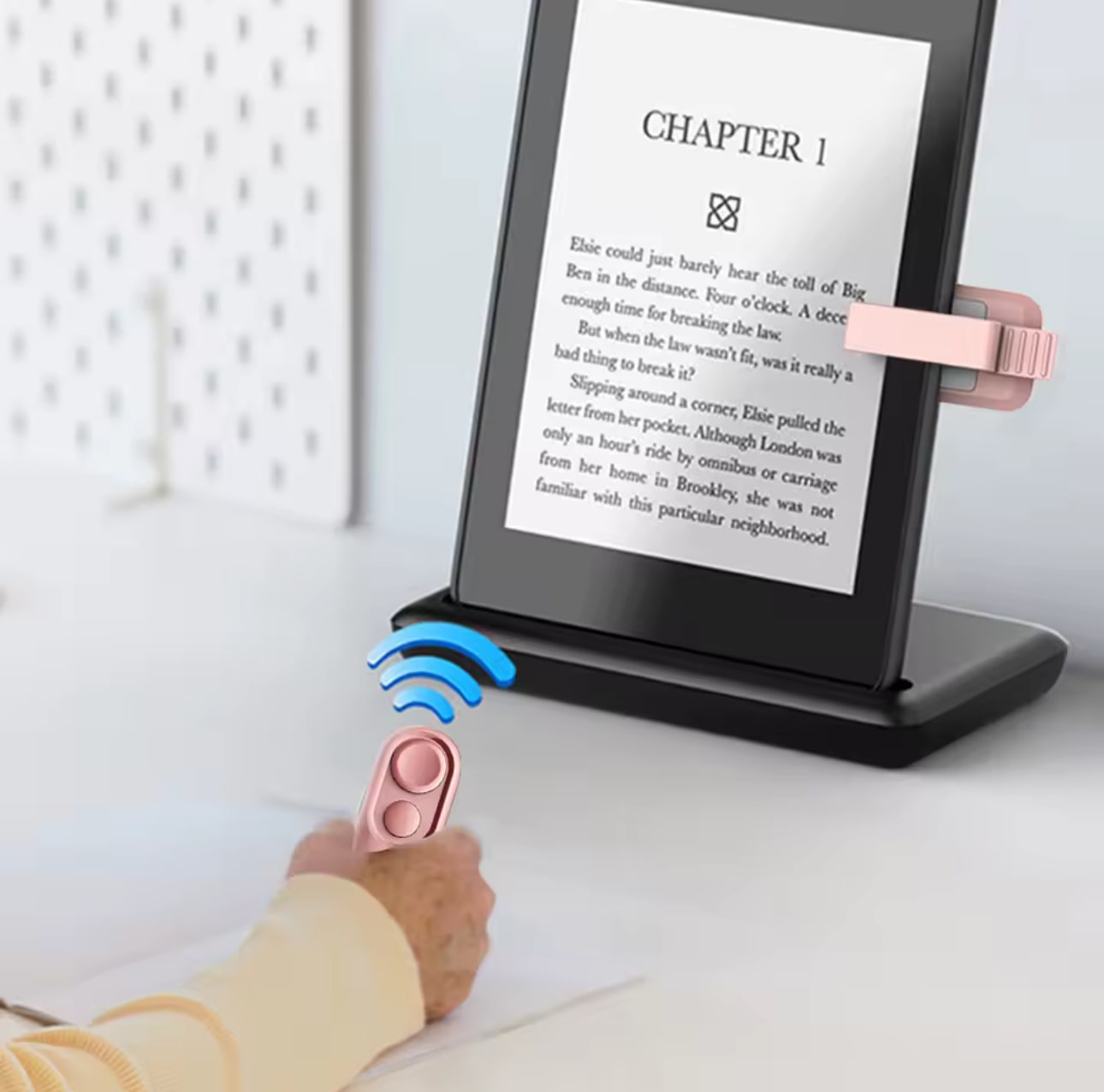 Hands-free Bluetooth page turner remote for kindle paper white and scribe