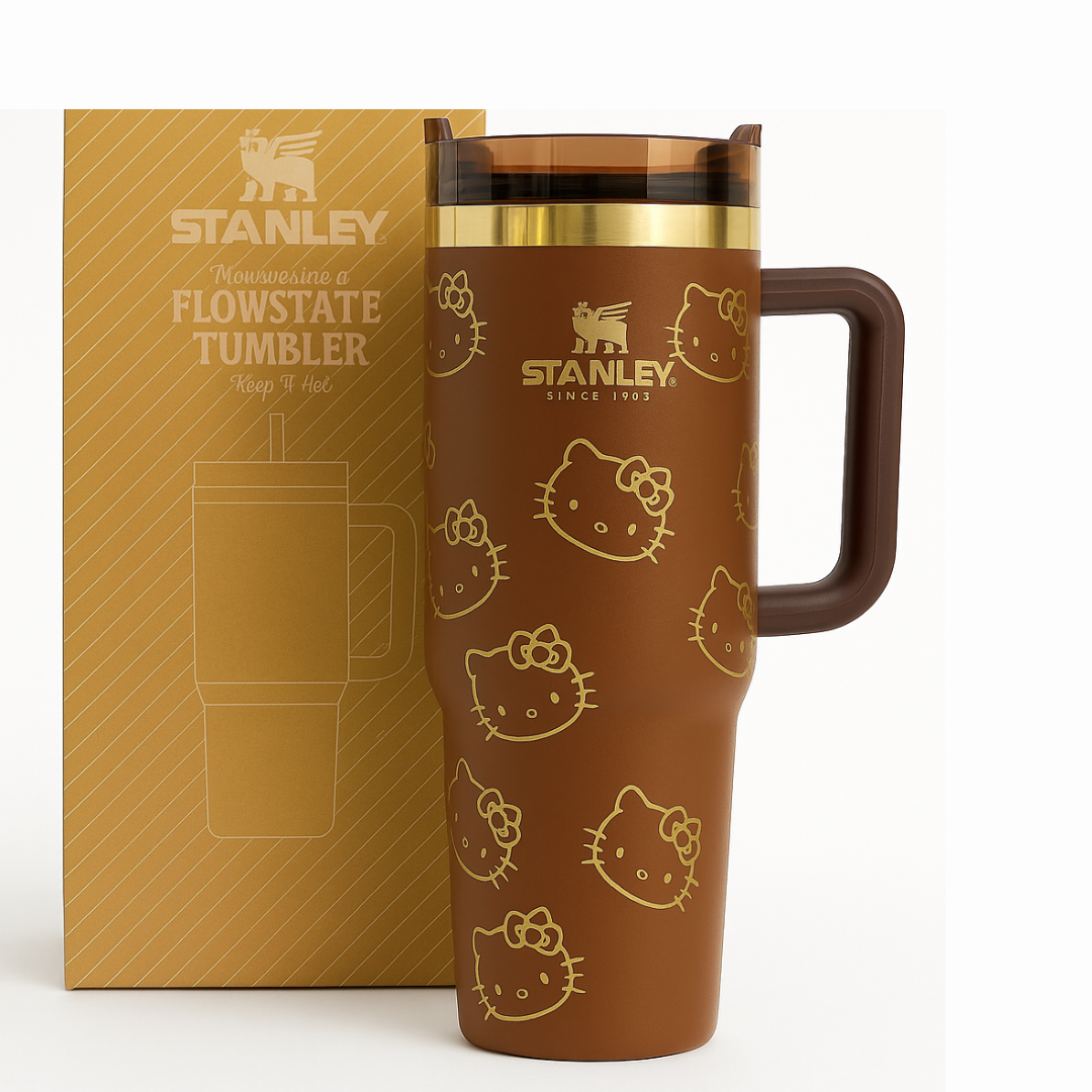 Coach-Inspired Stanley Style Tumbler 40oz with Handle & Straw – Insulated Travel Mug, Flowstate Lid, Gift for Women