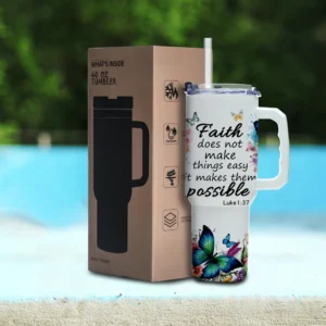 40oz Stainless Steel Travel Tumbler with Handle – Chick-fil-A, Coach & Stitch Inspired Mug with Straw for Hot & Cold Drinks
