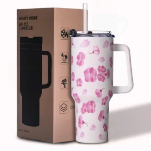 Stanley Style Tumbler Cup with Handle – Chick-fil-A, Coach & Stitch Inspired – 40oz Travel Mug with Straw hot and cool drinks