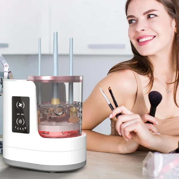 3 IN 1 Electric Makeup Brush Cleaner Machine With Makeup Brush Dryer-Holder-Portable Automatic USB Cosmetic Brushes Cleaner Tool - Image 3