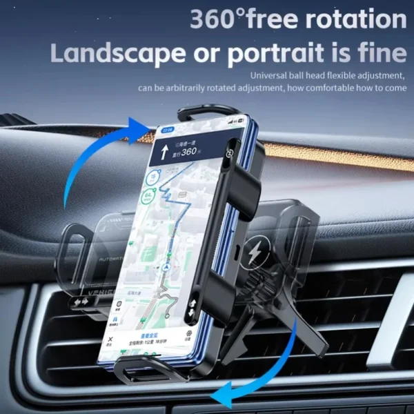Dual Coil Fold Screen Car Fast Wireless Charger Stand For Samsung Galaxy Z Fold 7 6 5 4 S24 Ultra Xiaomi iPhone 16 15 14 Pro Max - Image 3