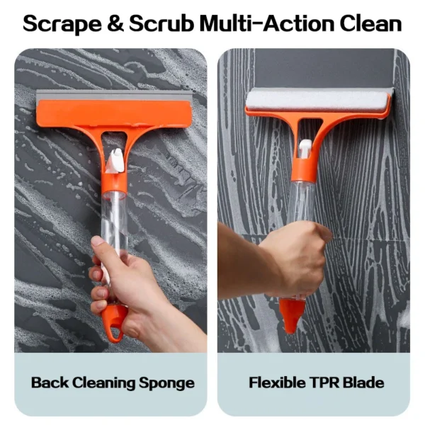 Home Multifunctional Glass Cleaning Mirror With Spray Bottle 3 In 1 Glass Ultra Fine Fiber Scrubbing Scraper Window Scraper - Image 2