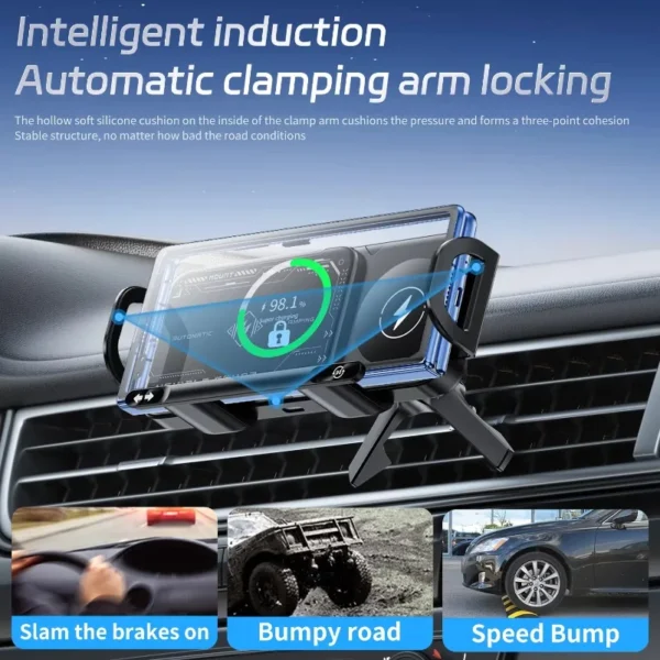 Dual Coil Fold Screen Car Fast Wireless Charger Stand For Samsung Galaxy Z Fold 7 6 5 4 S24 Ultra Xiaomi iPhone 16 15 14 Pro Max - Image 2