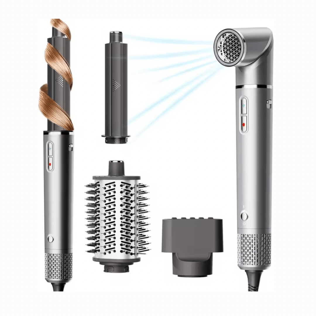 5 in 1 Hair Styler & Blow Dryer Brush – 1200W Quiet Multi-Styler with Travel Bag | Curl, Straighten & Volumize | Airwrap Alternative