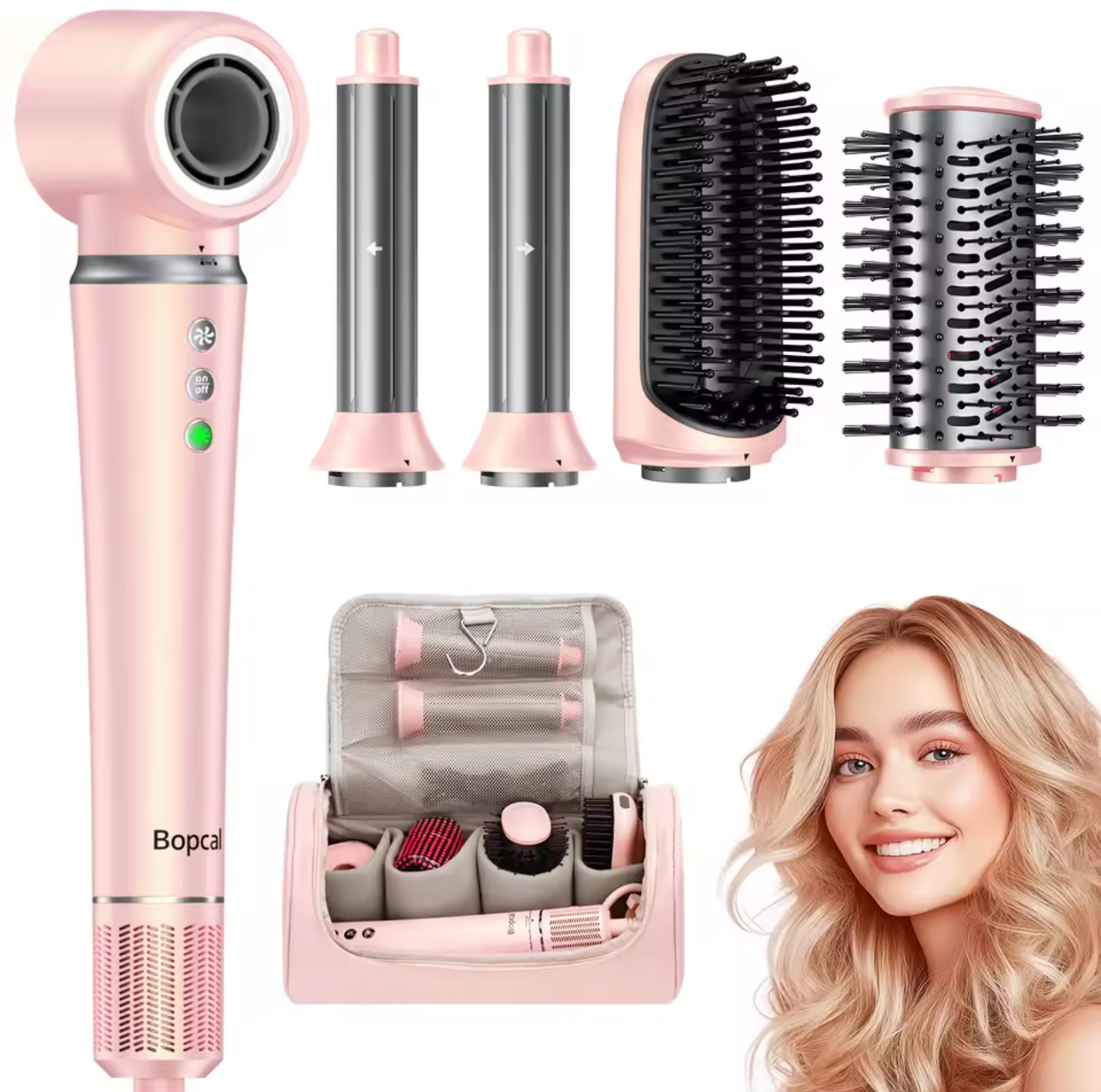 5 in 1 Hair Styler & Dryer Brush Airwrap Multi Styler Alternative 1200W Hair Dryer Straightener & Travel Bag