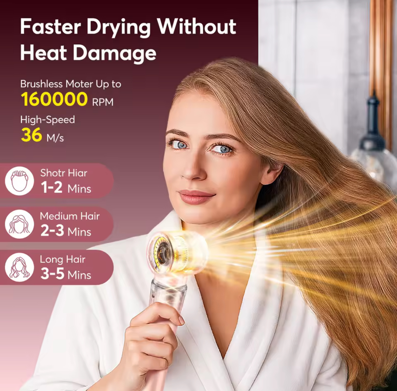 5 in 1 Hair Styler & Dryer Brush Airwrap Multi Styler Alternative 1200W Hair Dryer Straightener & Travel Bag - Image 2