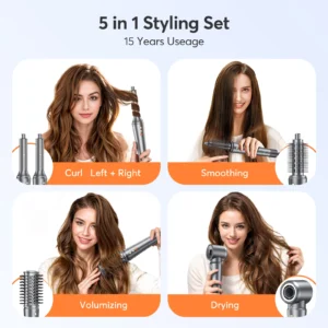 5 in 1 Hair Dryer & Multi-Styler Brush – 1200W Ionic Blow Dryer Comb | Curl, Straighten & Volumize | Airwrap Alternative