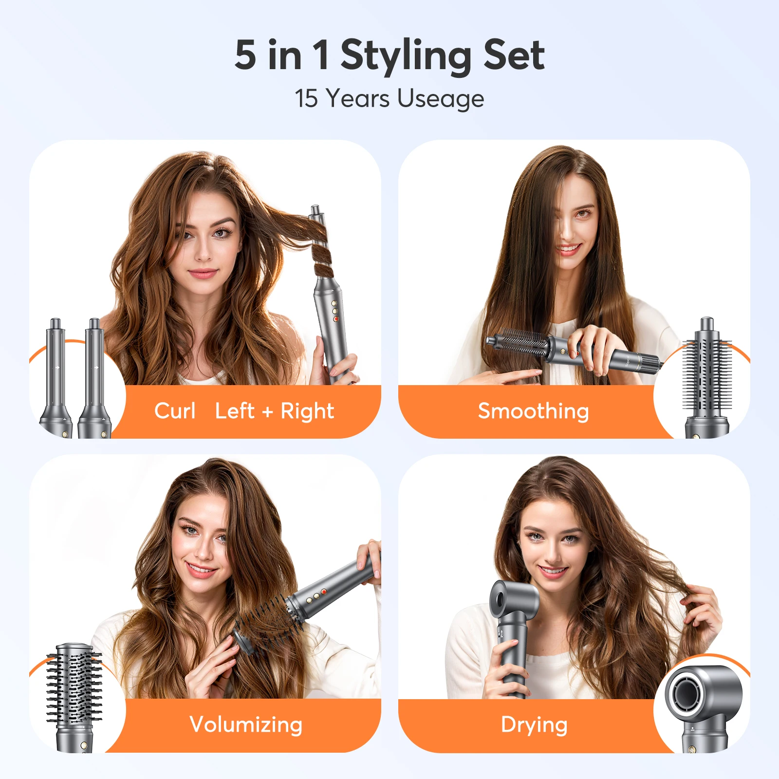 5 in 1 Hair Dryer & Multi-Styler Brush – 1200W Ionic Blow Dryer Comb | Curl, Straighten & Volumize | Airwrap Alternative