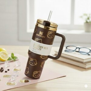 40oz Insulated Quencher Tumbler with Handle & Straw – Leak-Proof Travel Cup | Stanley Style FlowState Lid | Keeps Drinks Cold 24H